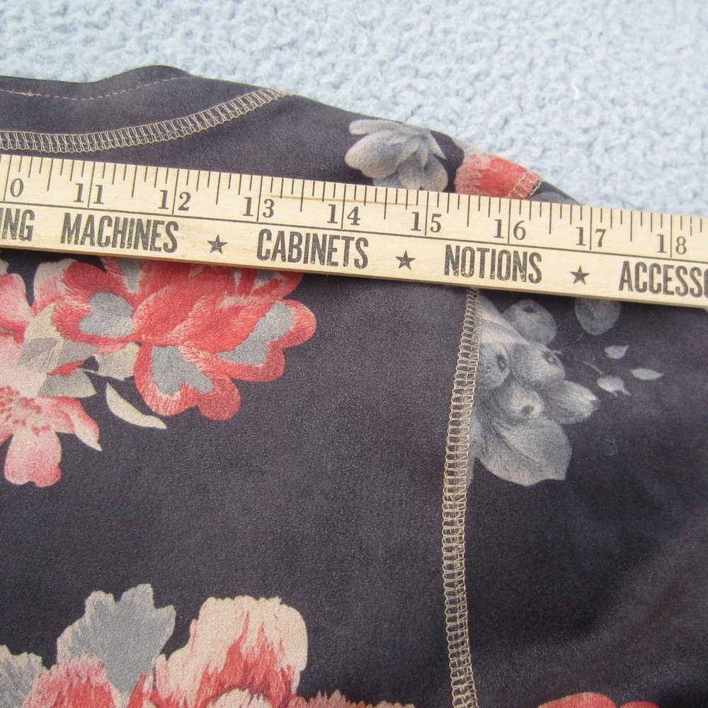 Solitaire Jacket Size M Brown Floral Faux Suede Boho Festival Flower Anthropolog